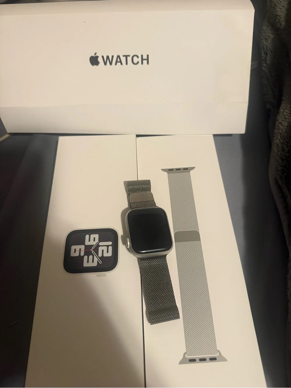 Apple Watch Silver Case with Silver Milanese Loop Band